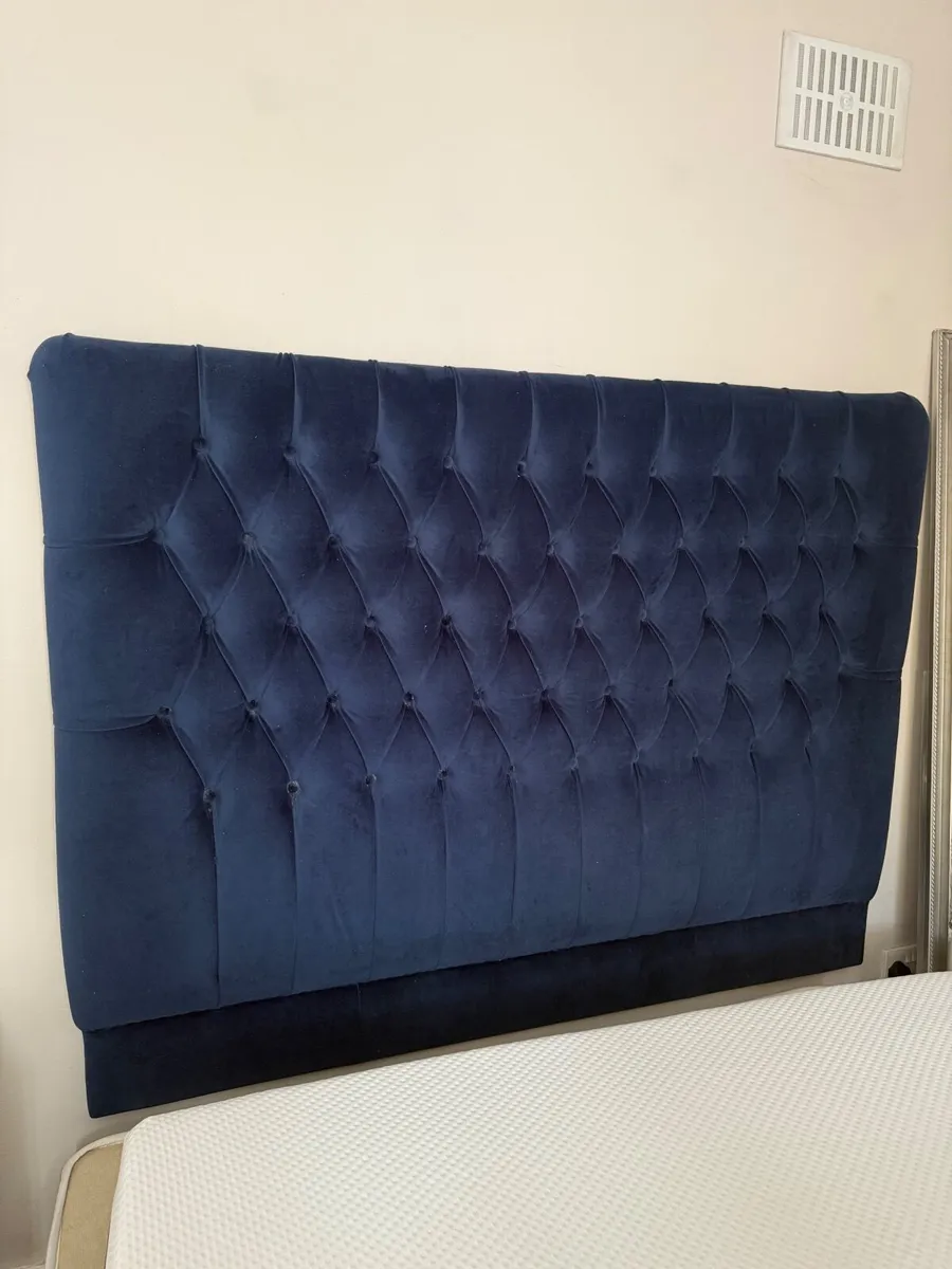 Ebony Rose Navy Headboard and Bed Base - Image 4