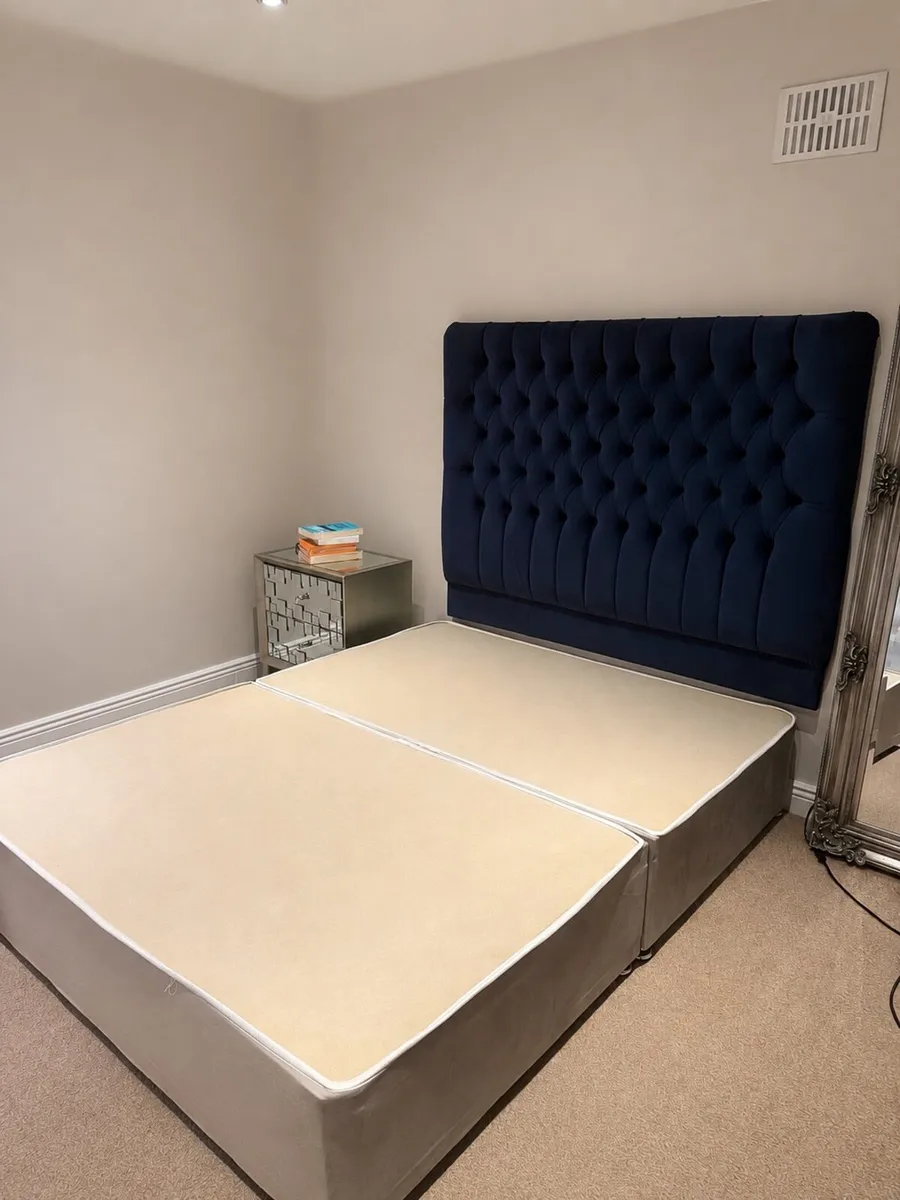 Ebony Rose Navy Headboard and Bed Base - Image 1