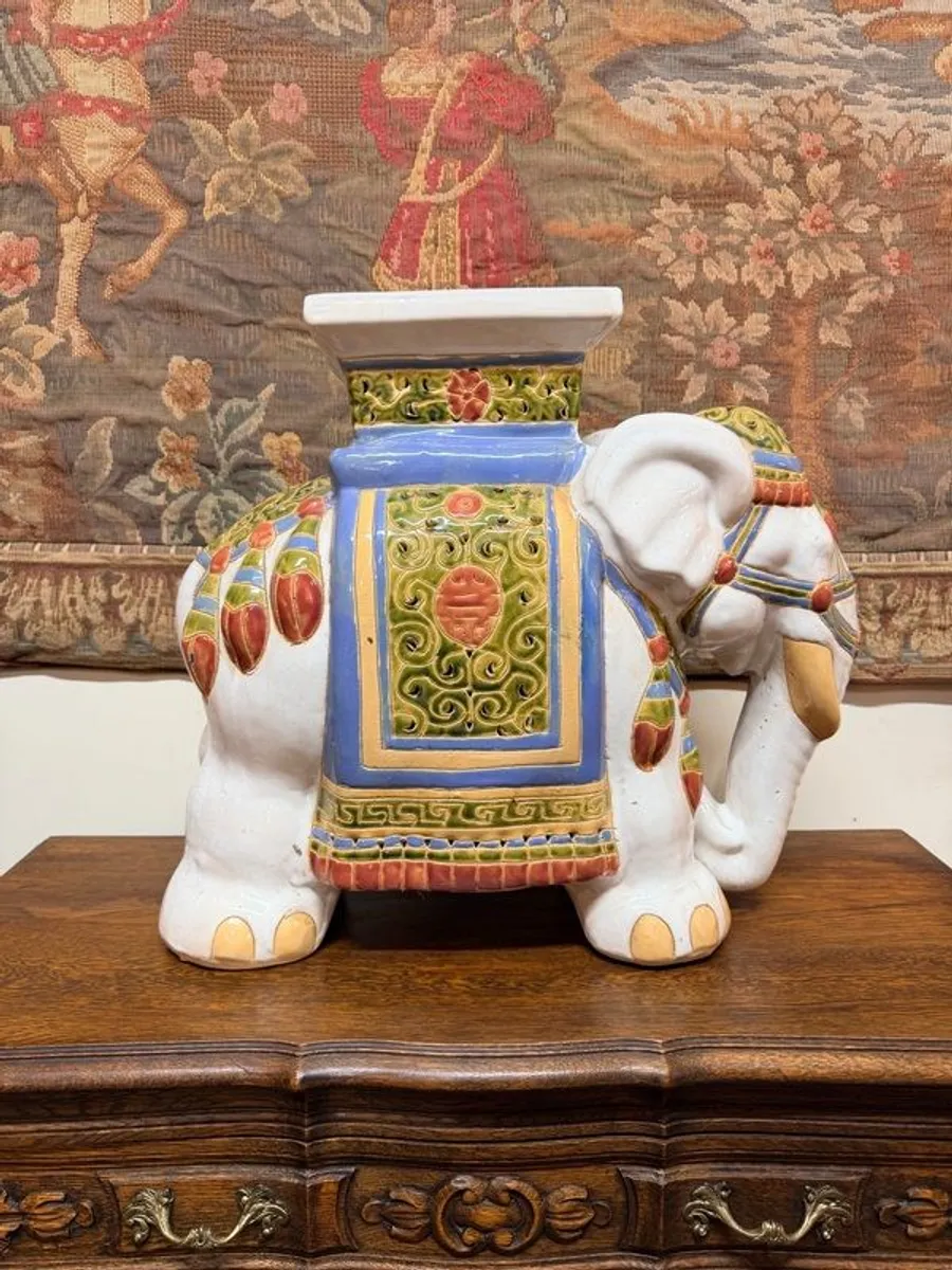 Vintage Ceramic Elephant Plant Stand or Garden Stool - Image 2