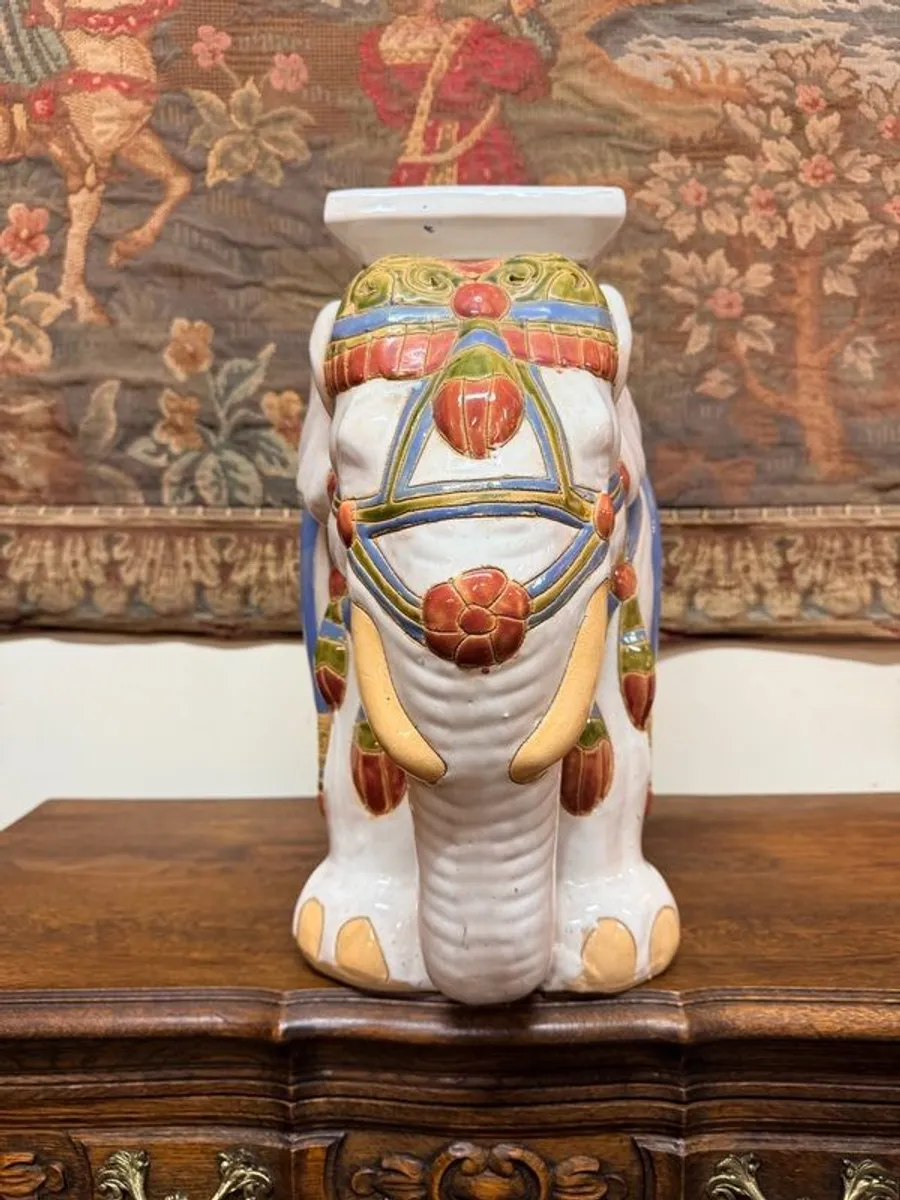 Vintage Ceramic Elephant Plant Stand or Garden Stool - Image 3