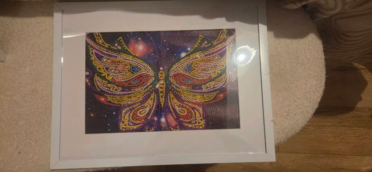 Handmade Butterfly Diamond Art Framed Wall Art Gal - Image 1