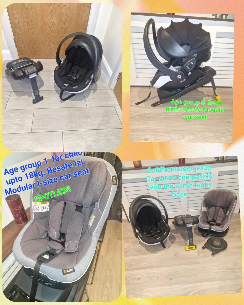 2 different group car seats and 1 compatible base - Image 1