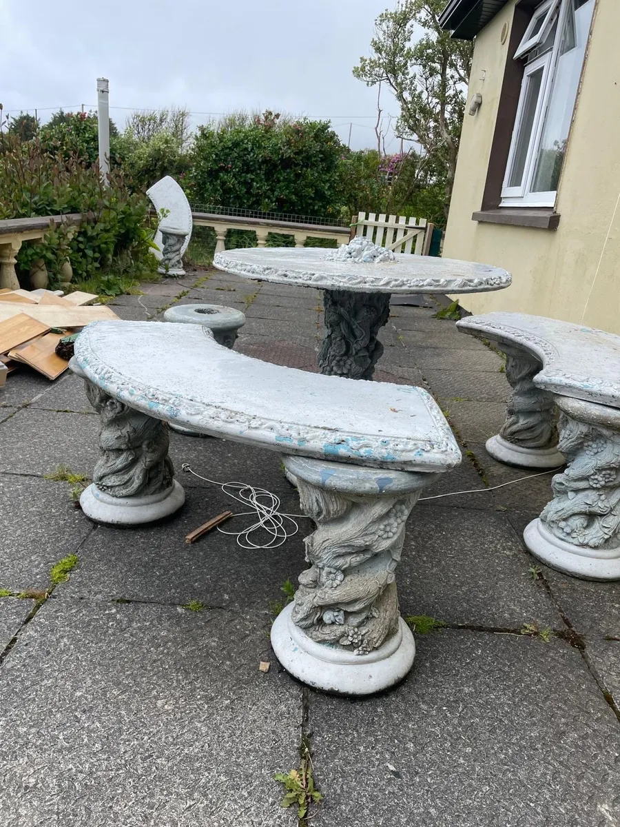 FREE - Stone Garden table and 3 benches