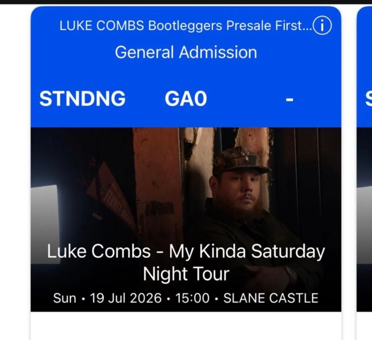 2 Luke Combs tickets-19th July - Image 1