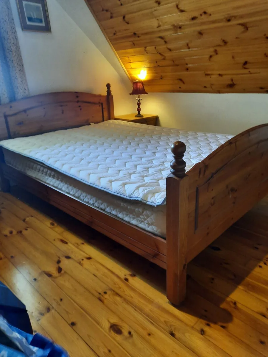 Double pine  bed - Image 1