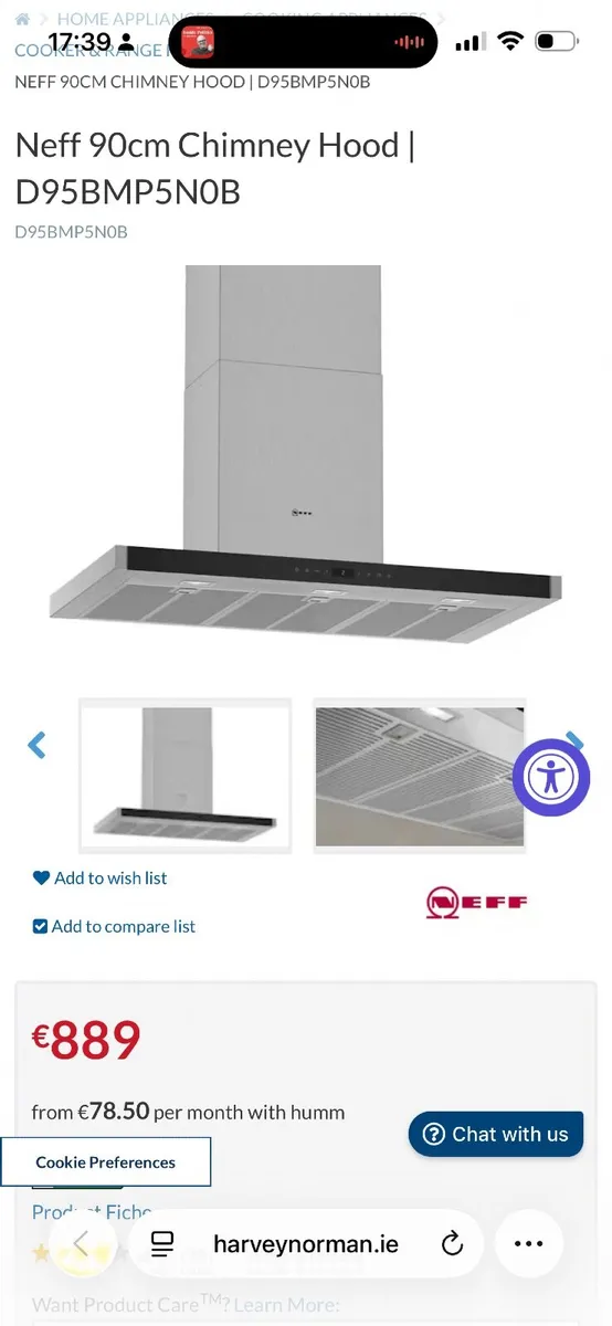 Neff 90cm cooker hood - Brand new/Never used - Image 1