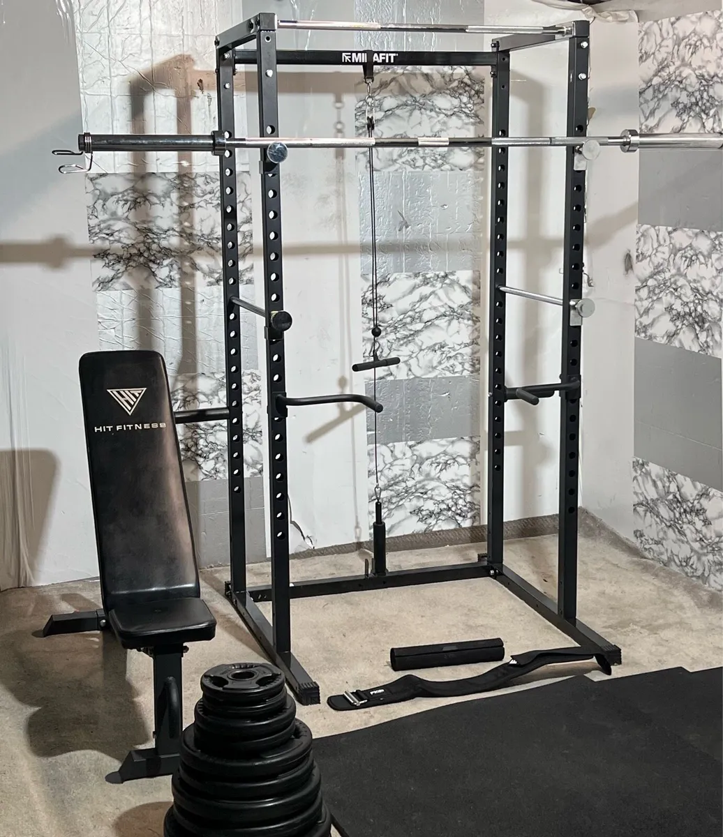125KG OLYMPIC BARBELL SET RACK BENCH MATS - Image 2
