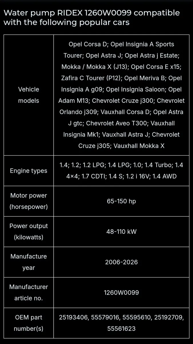 Water pump for Opel cars - Image 2