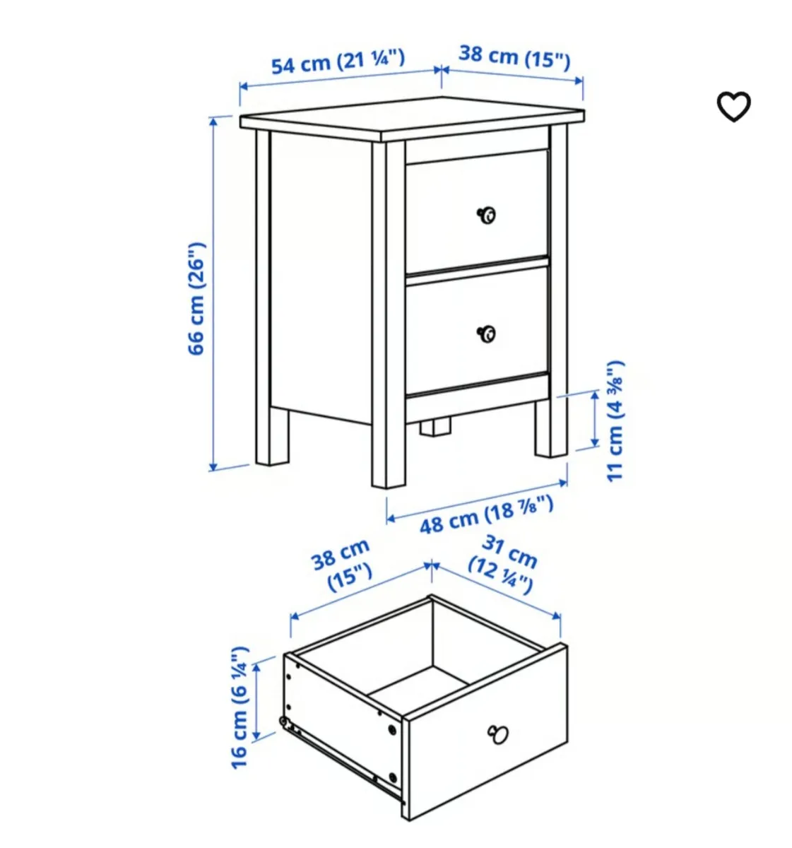 Set of IKEA Hemnes Bedside lockers - Image 3