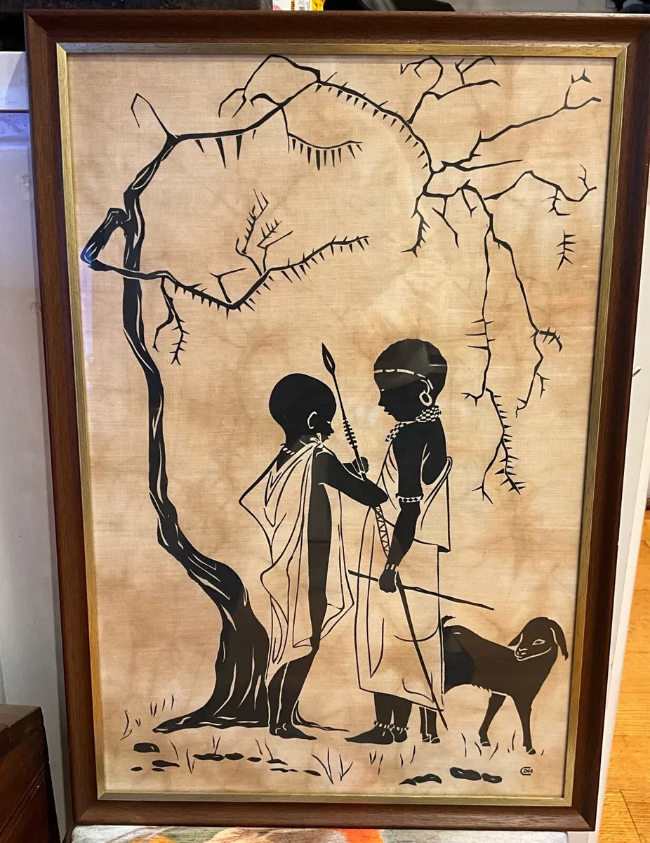 Framed Tapestry Art. African Batik - Image 1