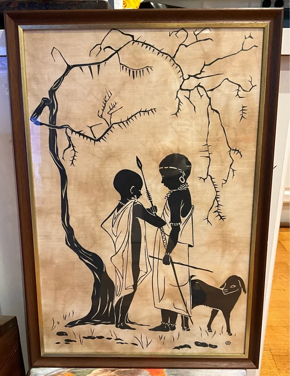 Framed Tapestry Art. African Batik - Image 2