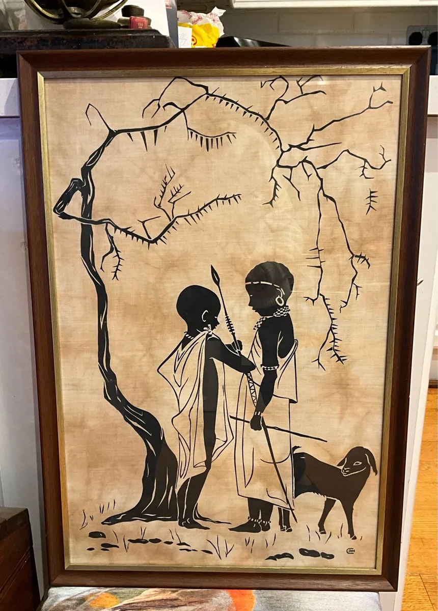 Framed Tapestry Art. African Batik - Image 3