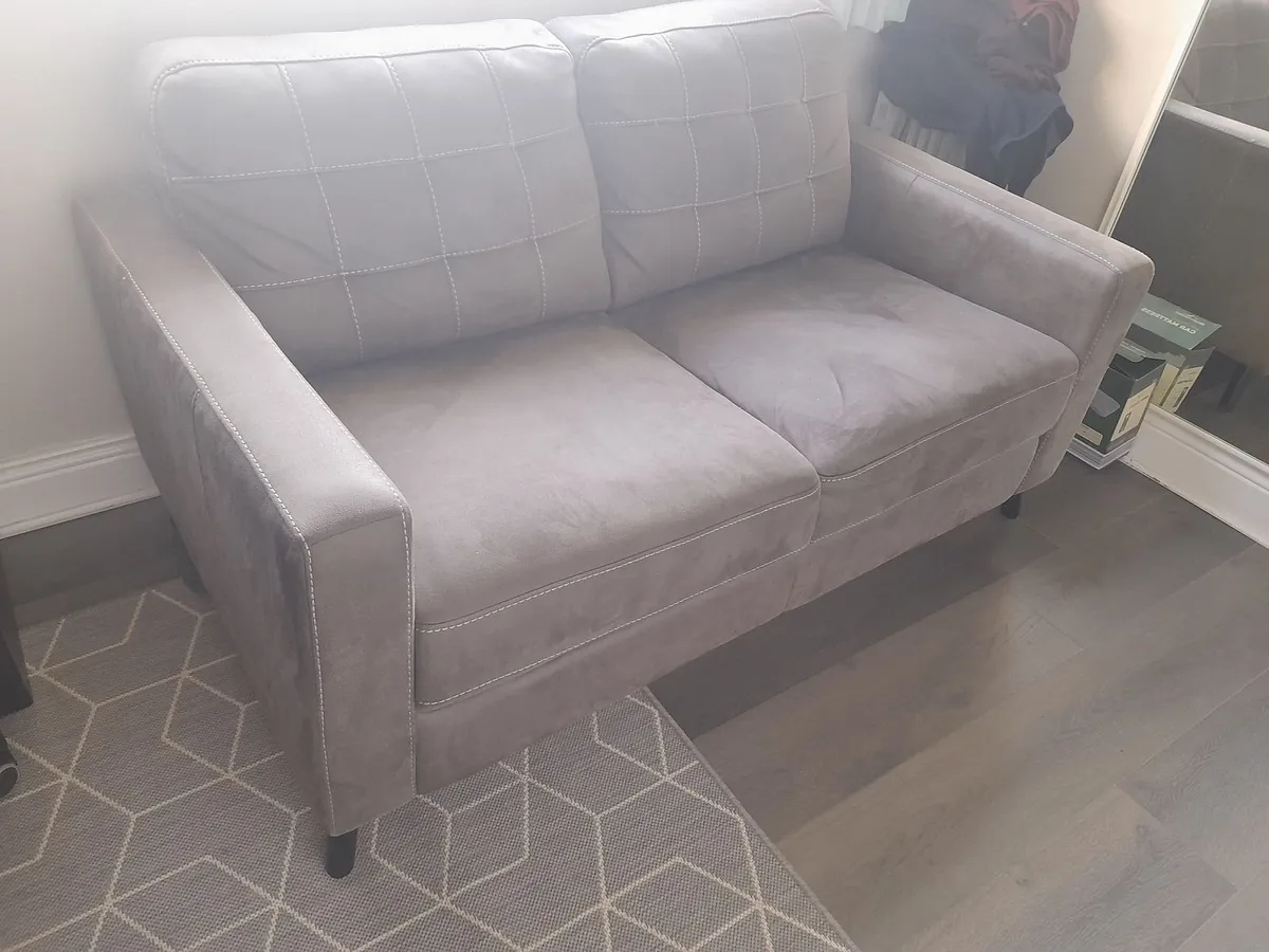 Sofa small grey suede