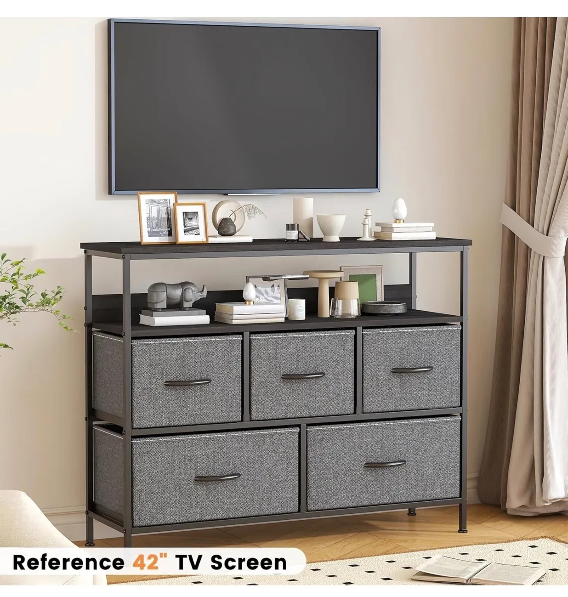 Chest of Drawers, 5 Drawers Dresser with TV Stand - Image 1