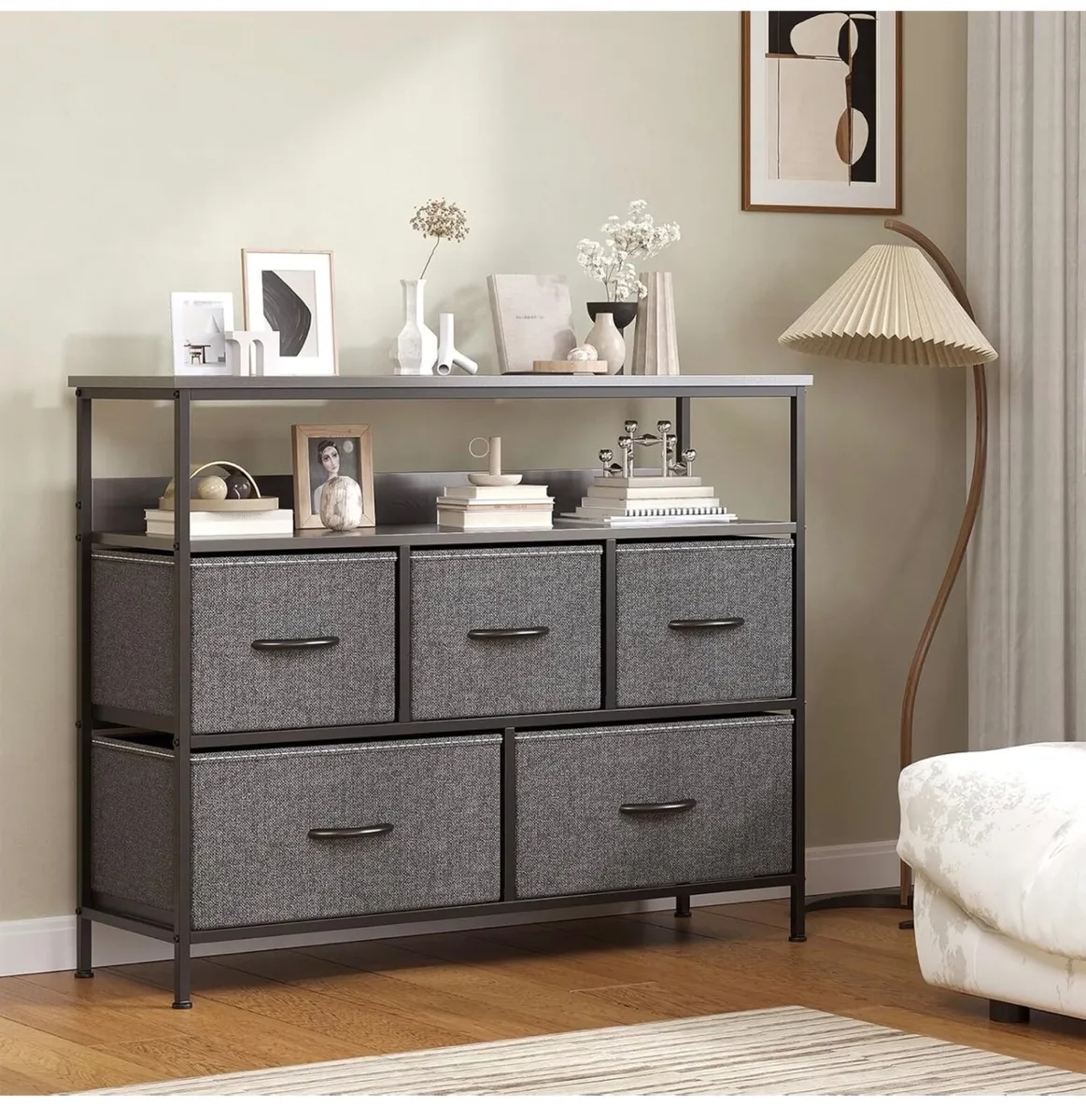 Chest of Drawers, 5 Drawers Dresser with TV Stand - Image 4