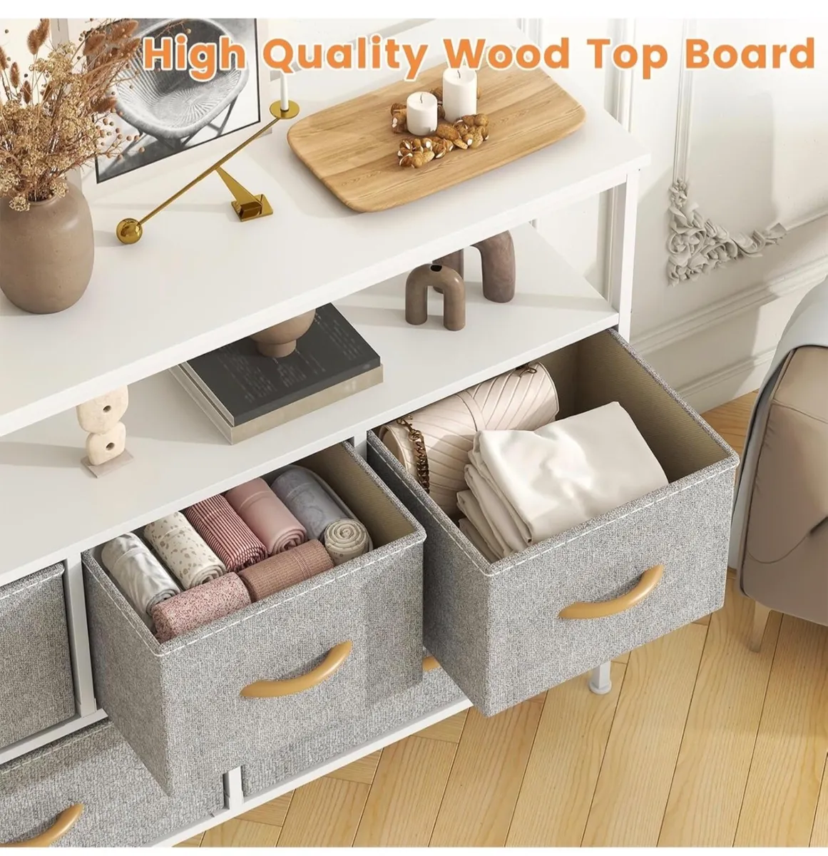 Chest of Drawers, 5 Drawers Dresser with TV Stand - Image 3