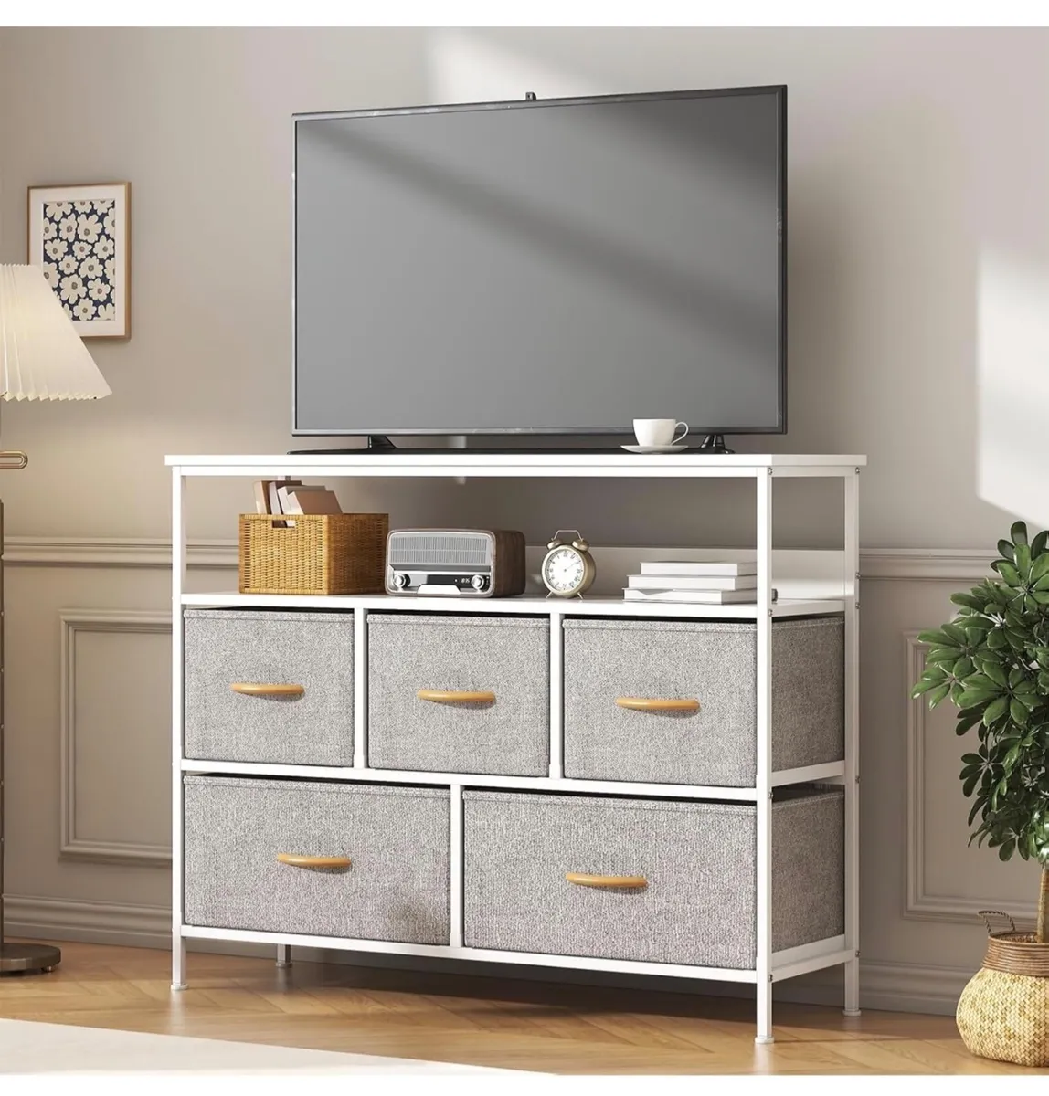 Chest of Drawers, 5 Drawers Dresser with TV Stand - Image 1