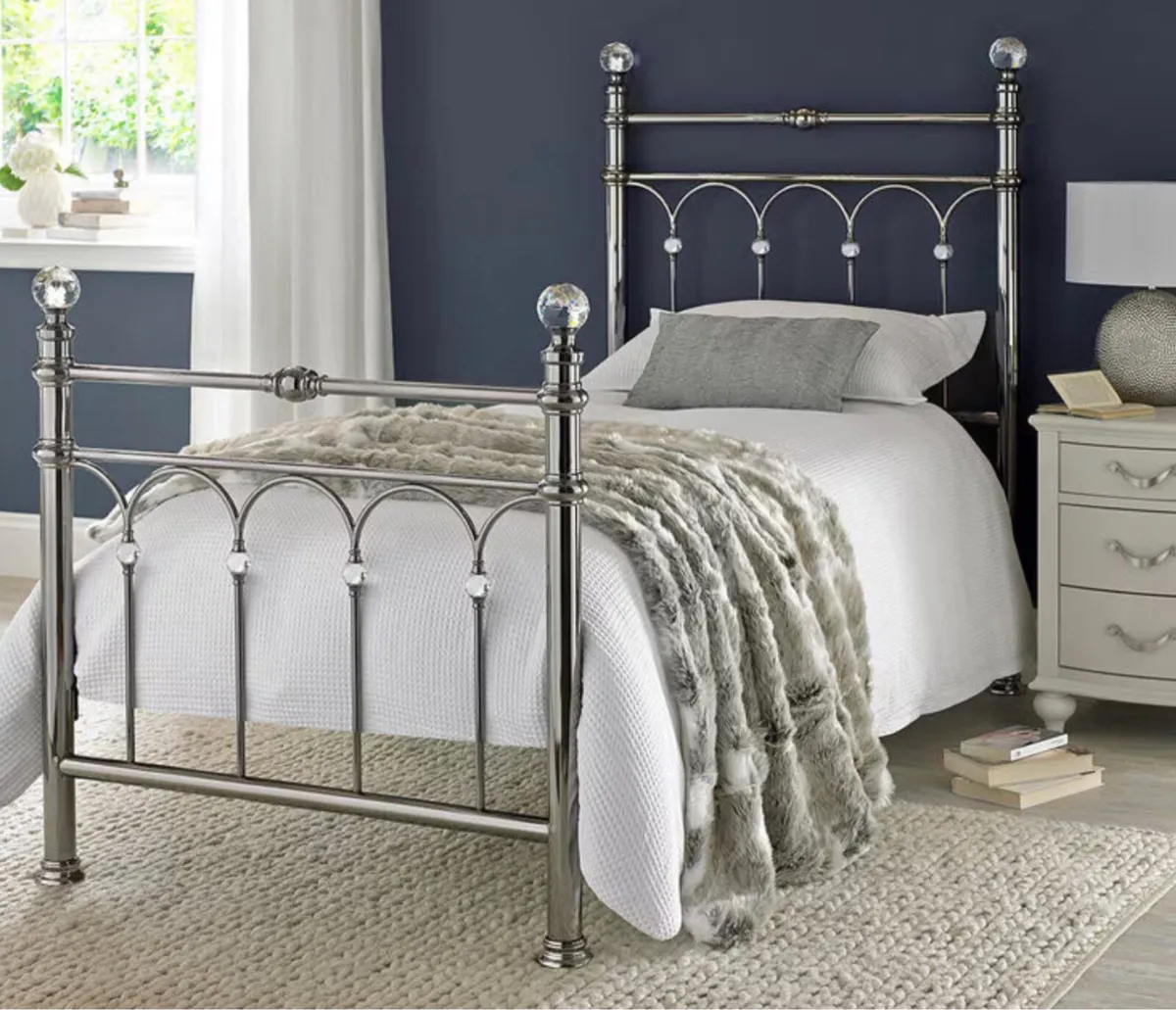 Krystal Single Bed Shiny Nickel - Image 1