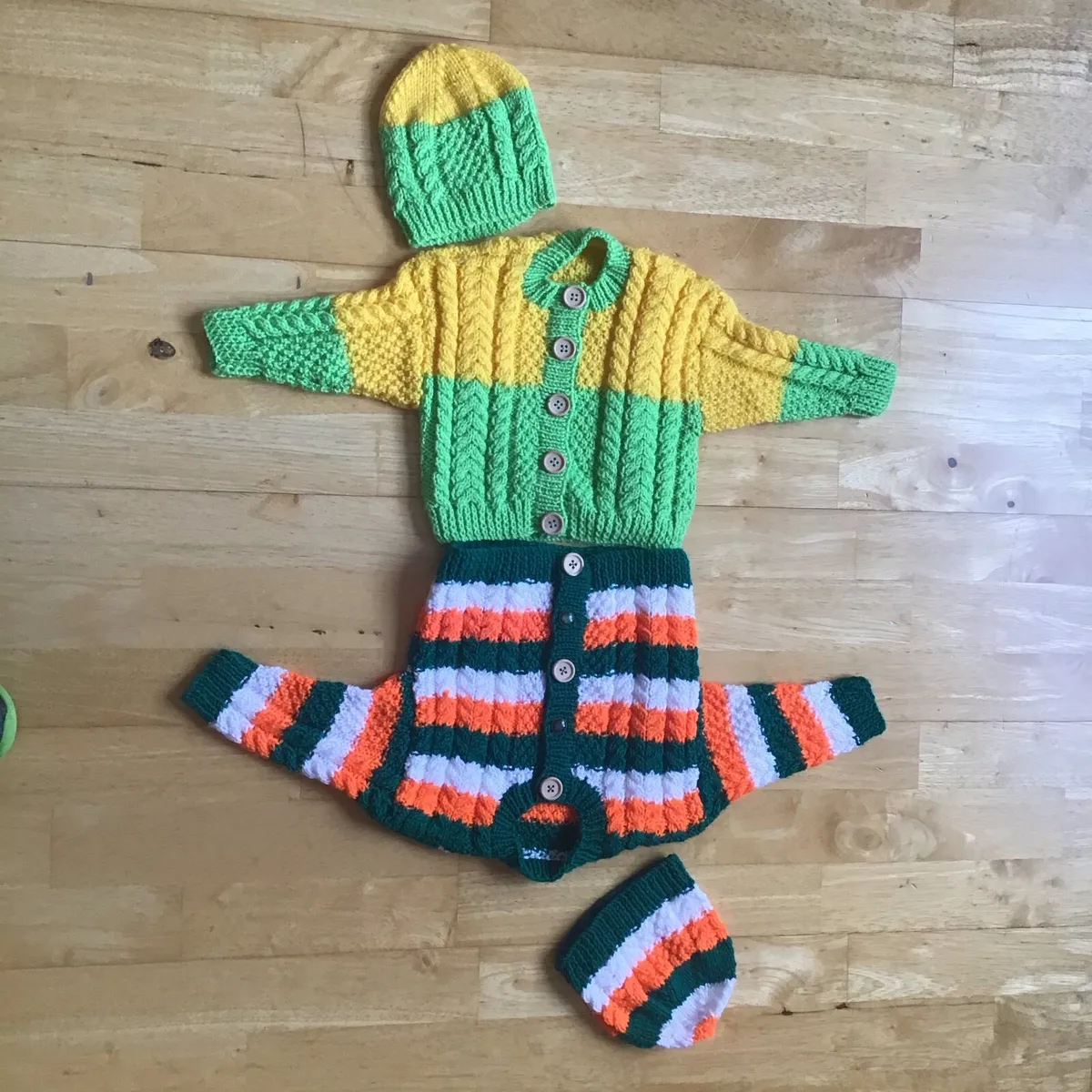 Hand made brand new cardigan and hat sets. - Image 1