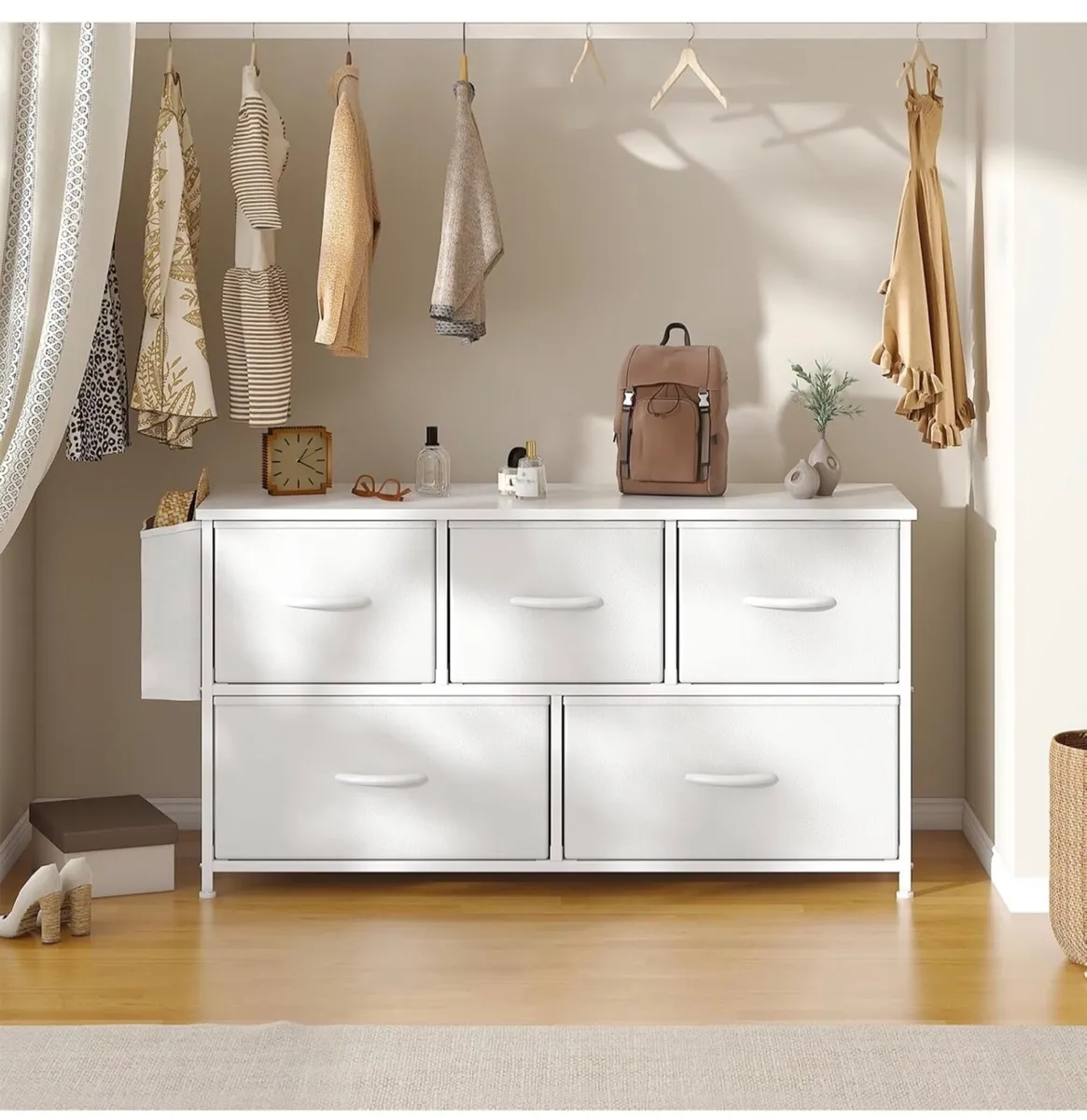 Fabric 5 Drawer Storage Cabinet with Side Pocket - Image 1