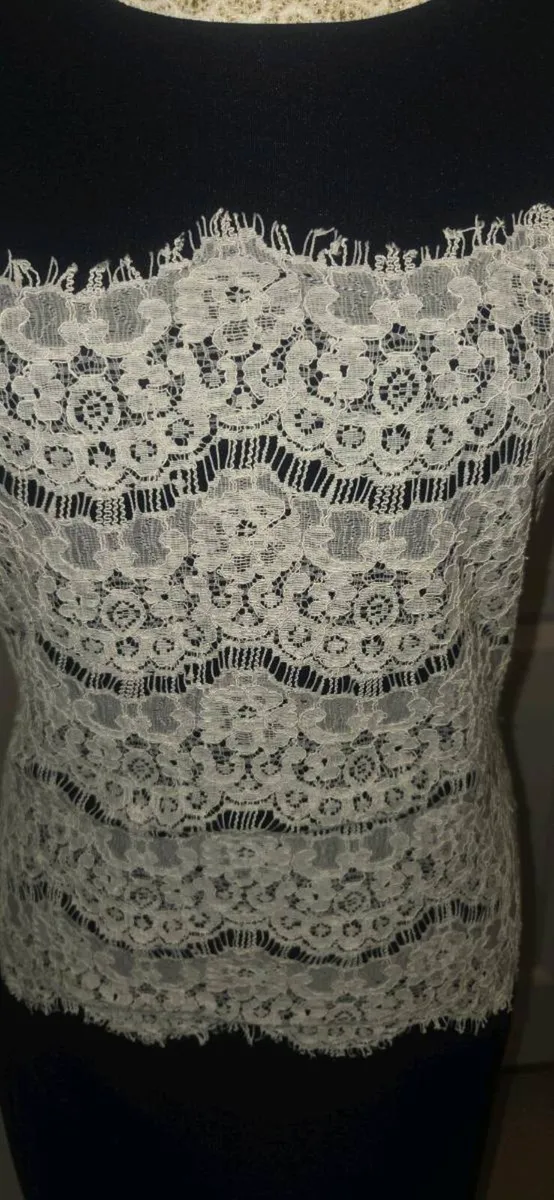 Marc Angelo Navy White Lace Pencil Dress Size 12 E - Image 2