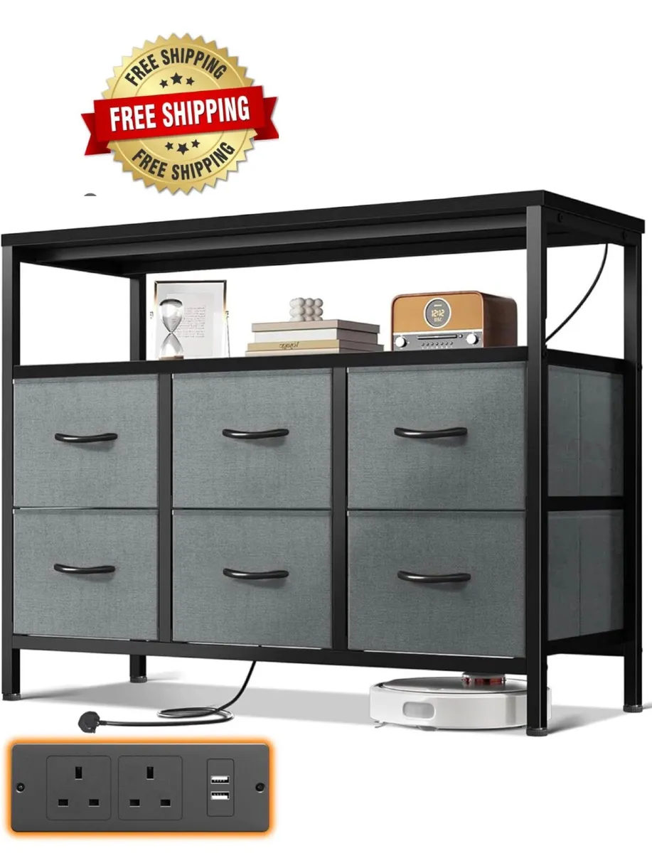 Chest of Drawers Bedroom with 6 Drawers, Fabric St - Image 1