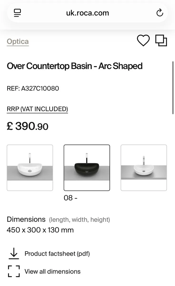Roca Óptica Countertop Basin Matte Black - Image 1