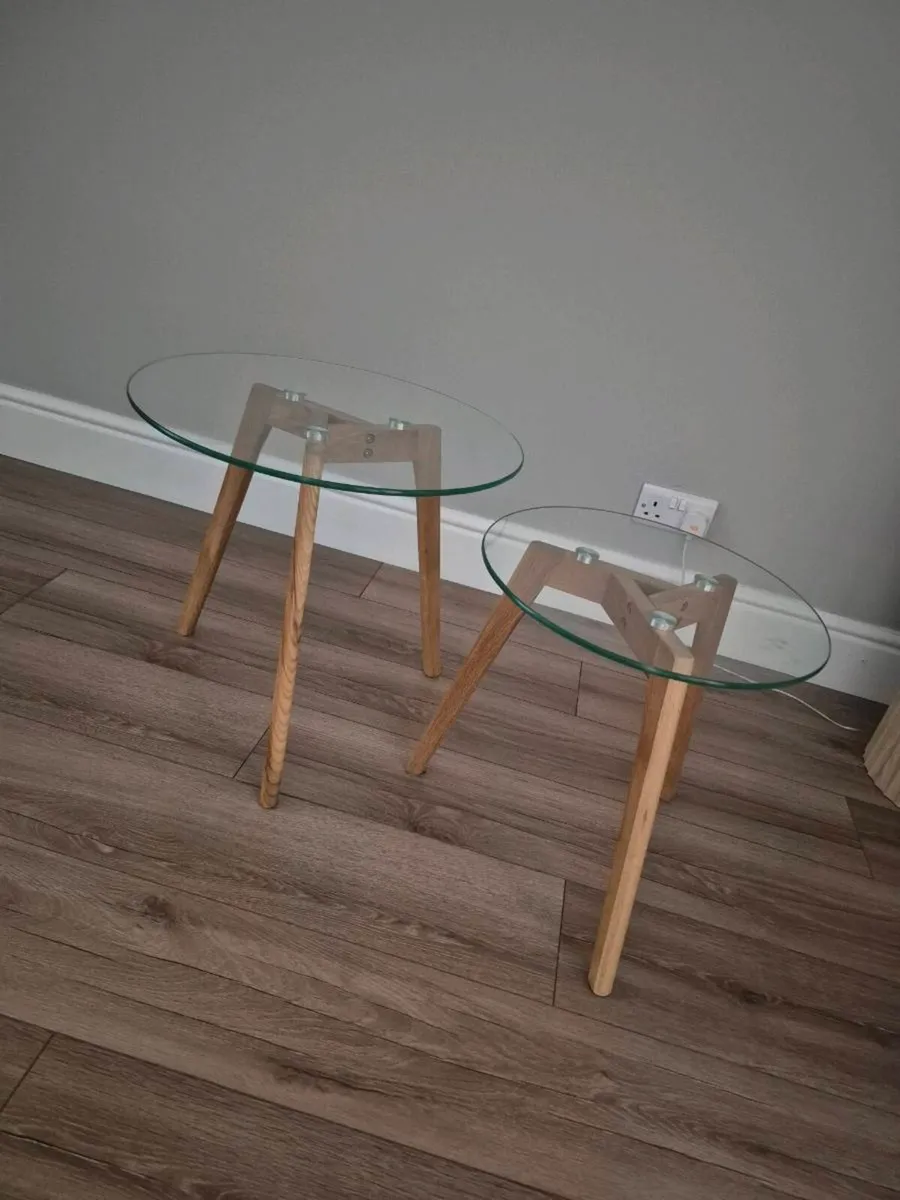 Nest of Glass Top Tables - Image 2