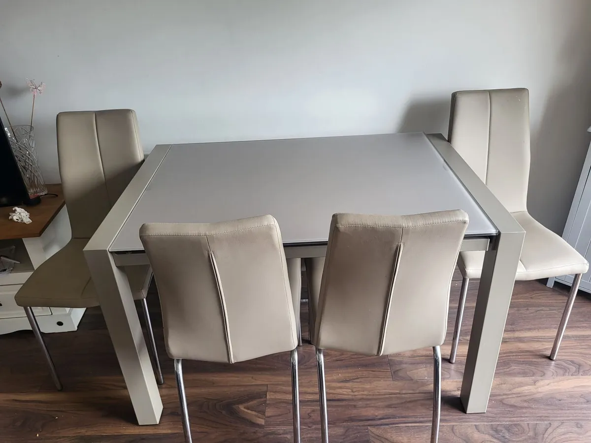 Glass Table 4 Chairs and Bench seat - Image 1