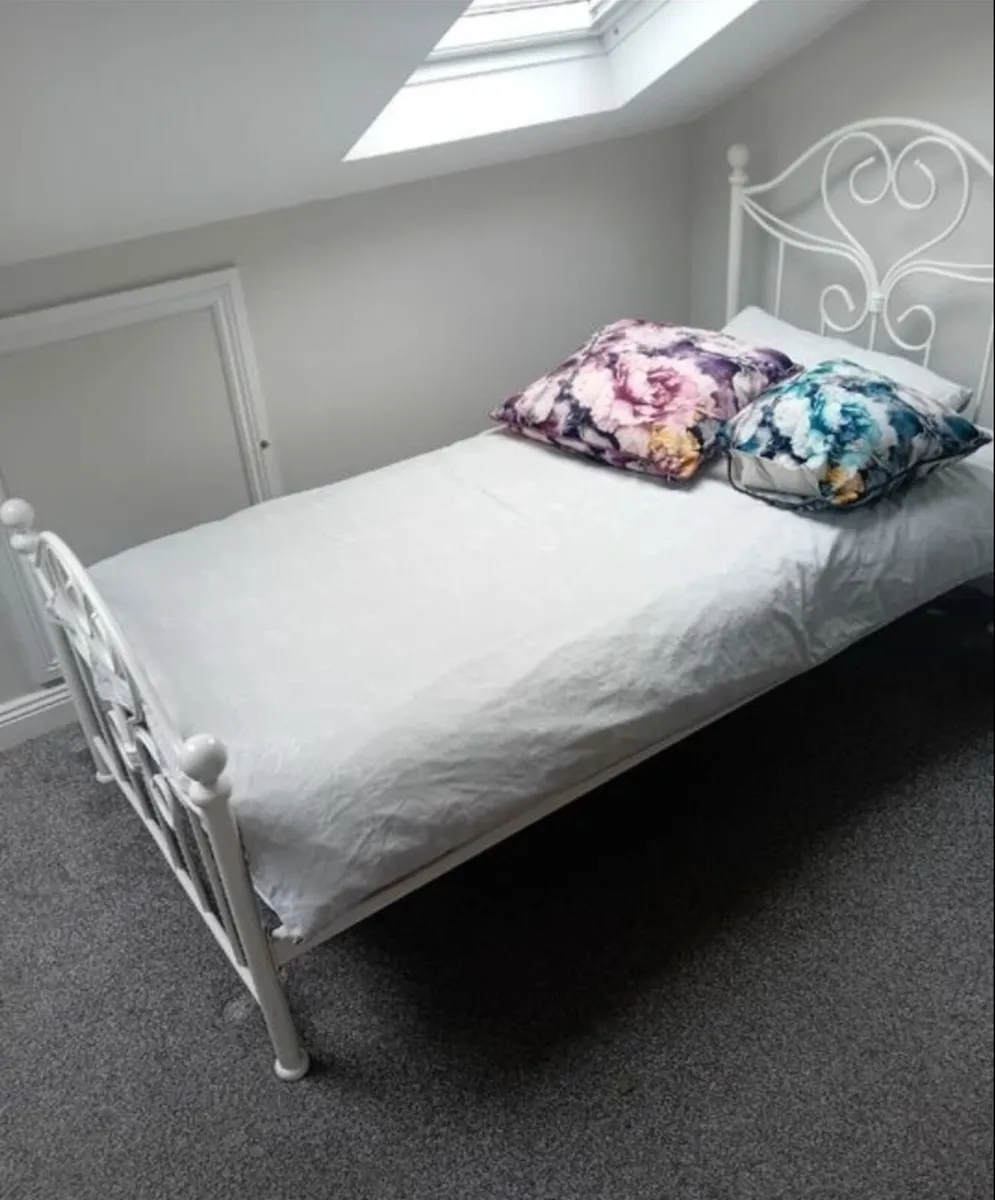 As New - Stunning White Single Metal Bed - Deliver - Image 1