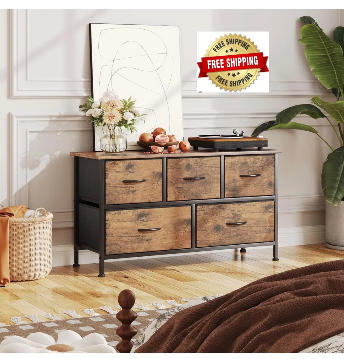 Chest of Drawers,Dresser for Bedroom with 5 Drawer - Image 1
