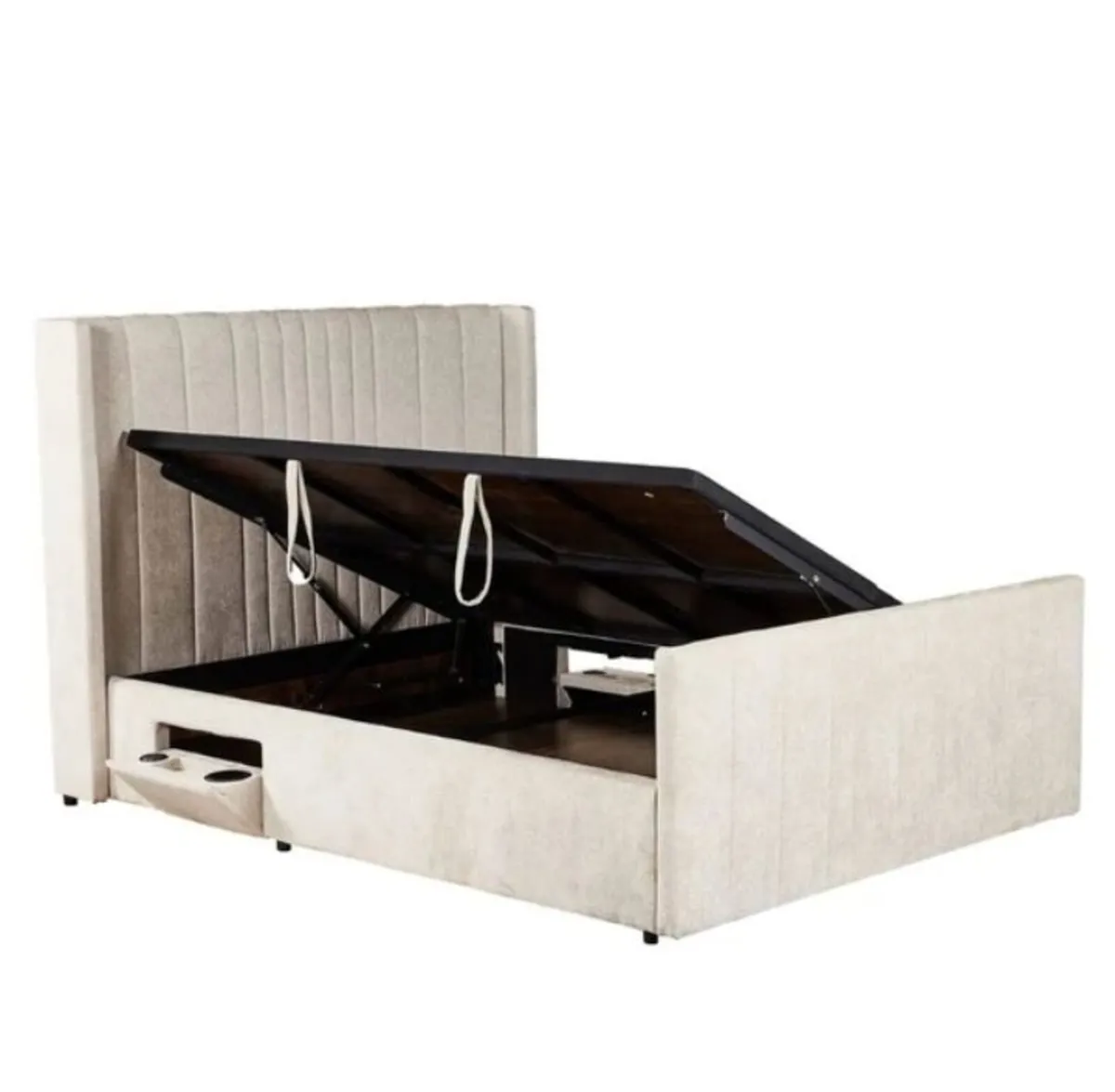 Clara Beige Fabric Smart Storage Bed - Image 2
