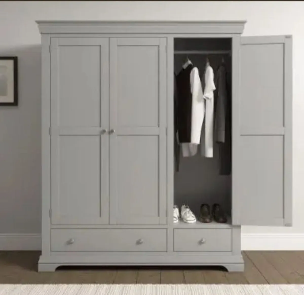 Bordeaux 3 Door Wardrobe Pebble Grey - Image 1