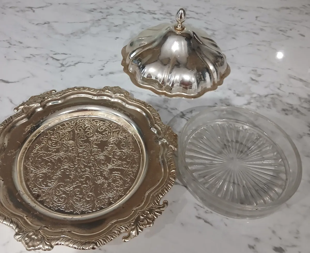 Vintage Silver plated butter dish from 1980s - Image 3