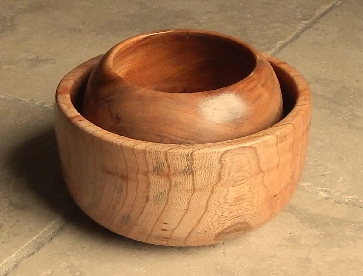 2 Hand Made Wooden Bowls - Image 2
