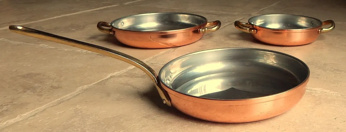 Stainless Steel and Copper Plated Dishes & Pan - Image 2