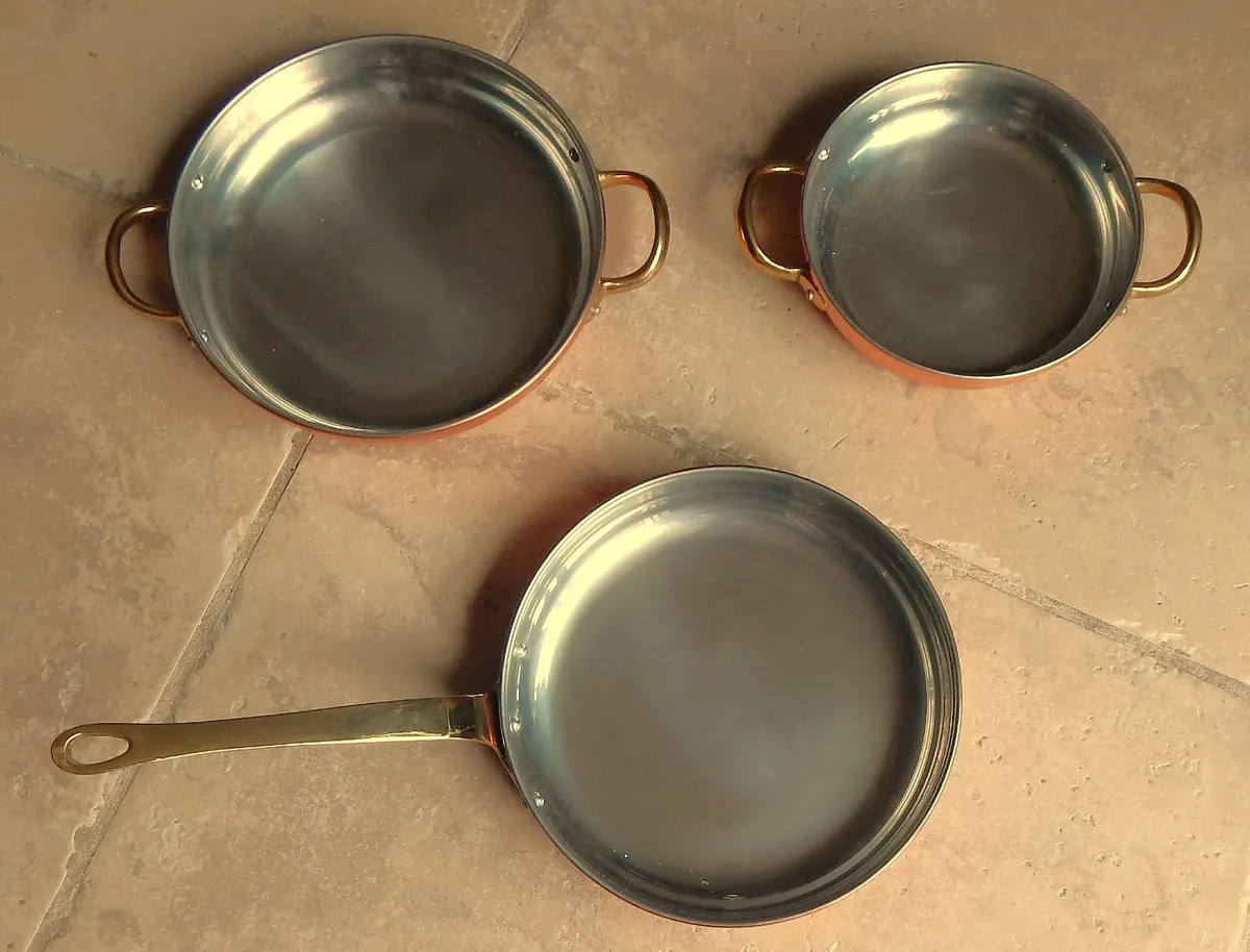 Stainless Steel and Copper Plated Dishes & Pan - Image 3