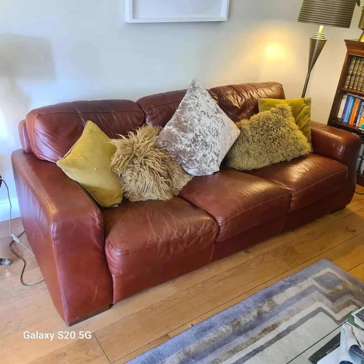 Italian Leather 4 Seater Couch - Image 1
