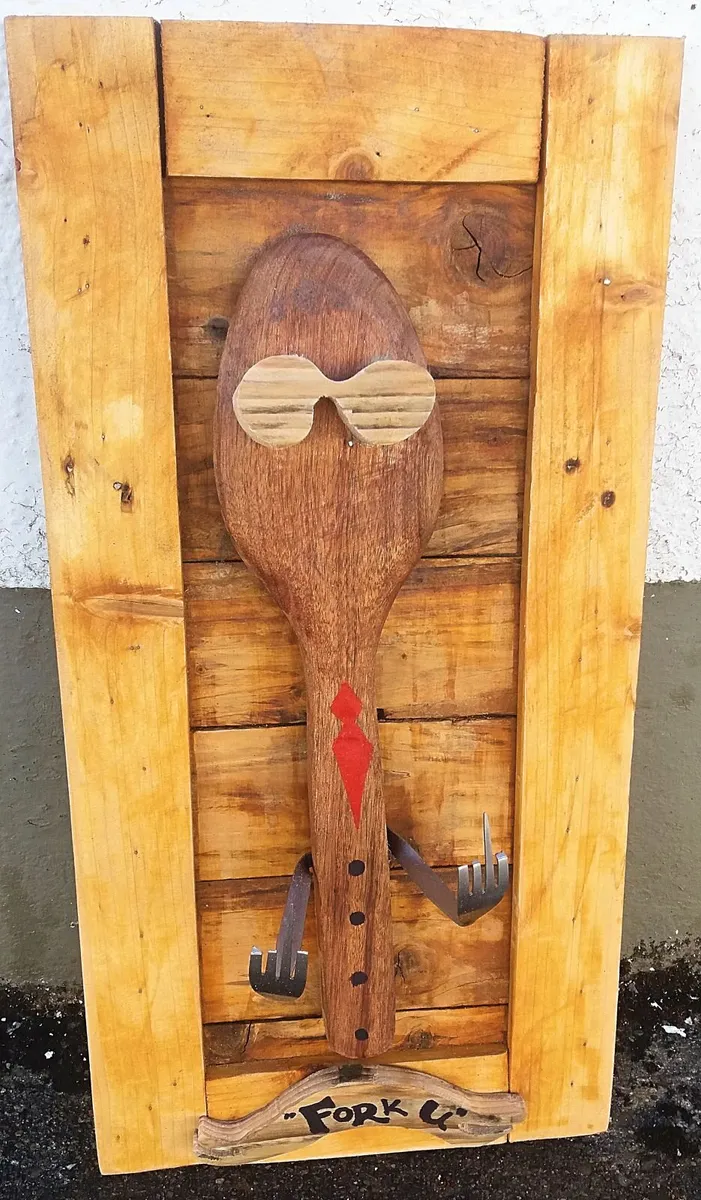 Rustic "Fork u" Wood Art Wall Sign - Image 1