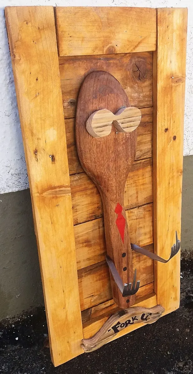 Rustic "Fork u" Wood Art Wall Sign - Image 2
