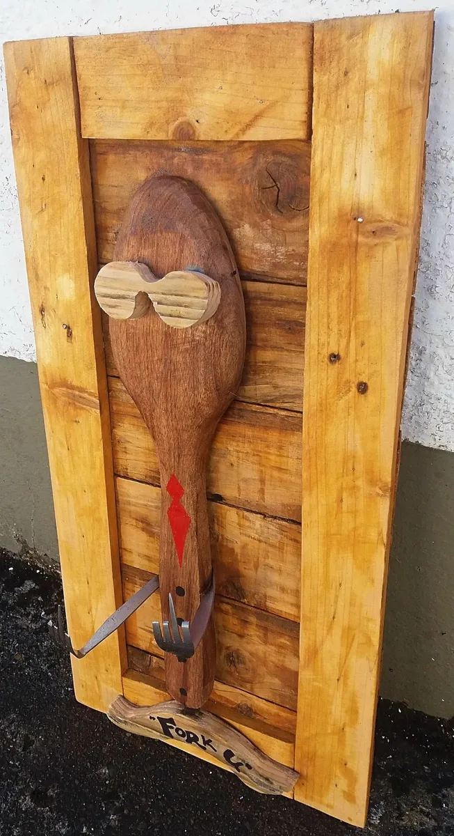 Rustic "Fork u" Wood Art Wall Sign - Image 3