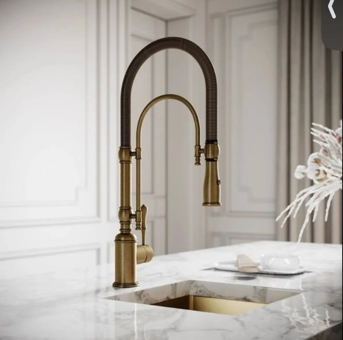 STUNNING Aged Bronze Deco Pull Out Mixer Spray Kitchen Tap - Image 1