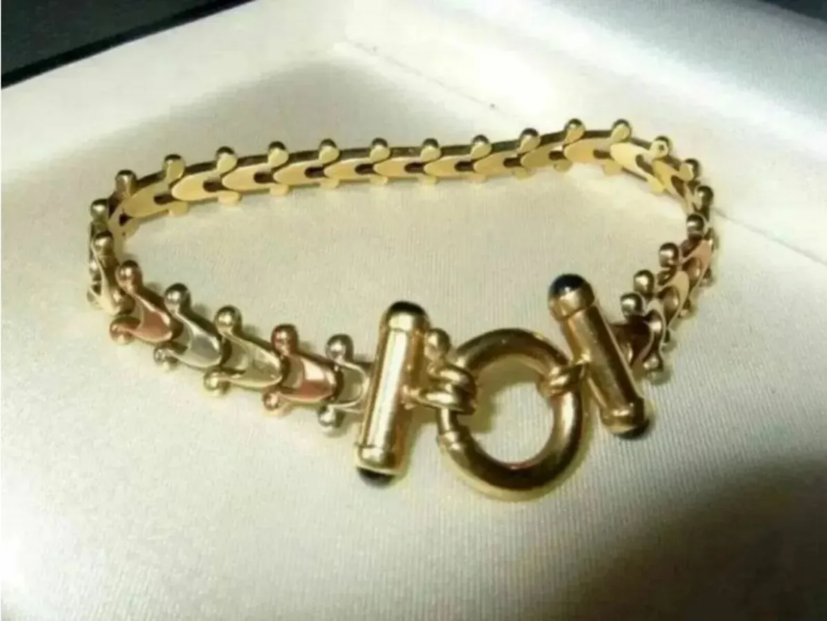 Vintage Hallmarked 9ct Gold - 3 Col' Gold Bracelet - Image 3