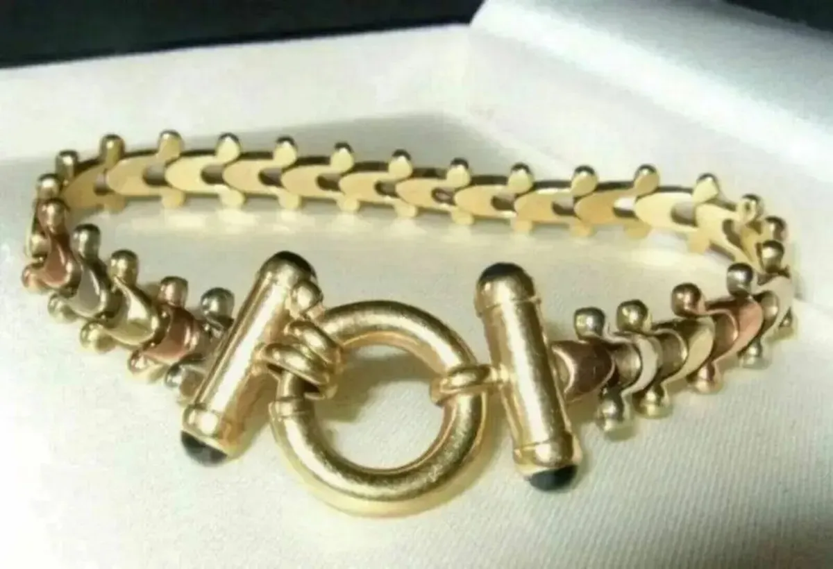 Vintage Hallmarked 9ct Gold - 3 Col' Gold Bracelet - Image 1