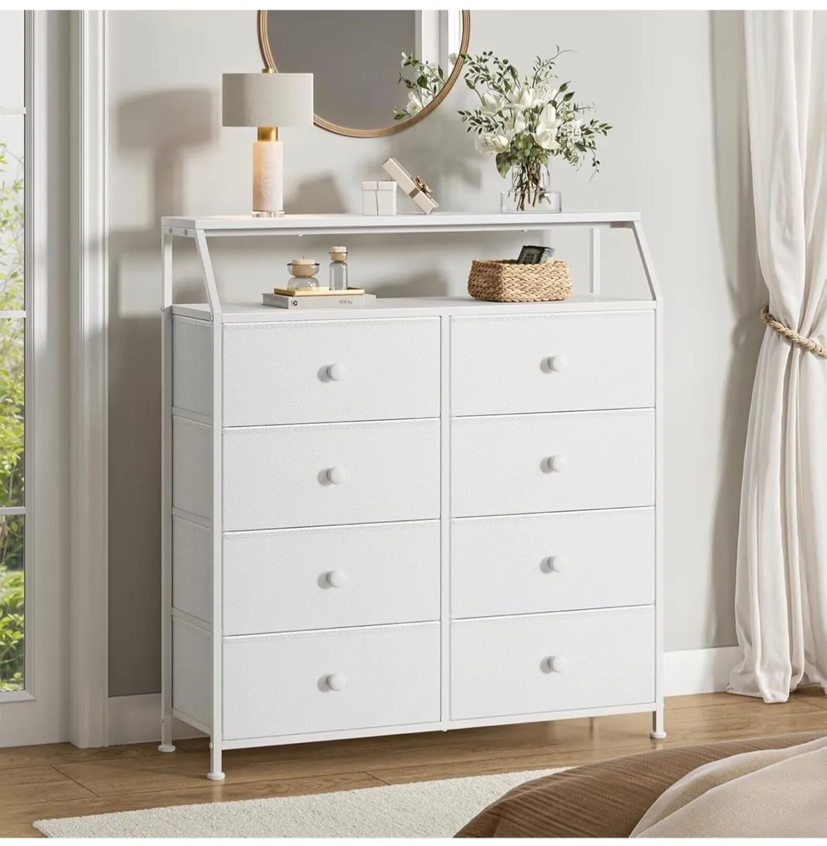 Chest of Drawers with 8 Drawers, White Dresser for - Image 2