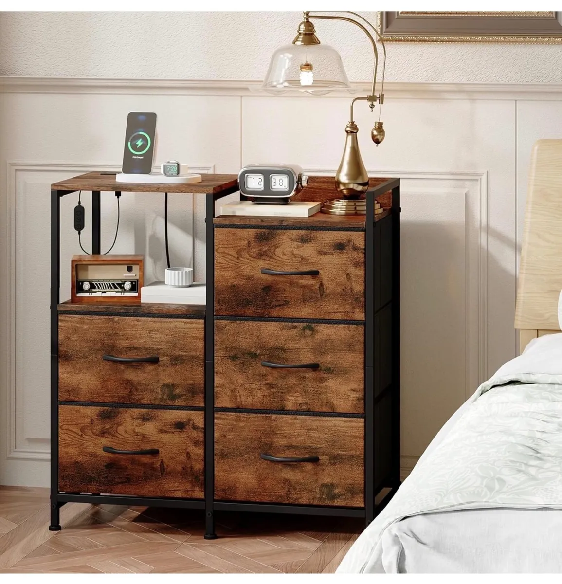 Chest of Drawers Bedroom with Charging Station and - Image 2