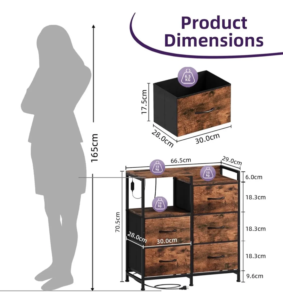 Chest of Drawers Bedroom with Charging Station and - Image 4