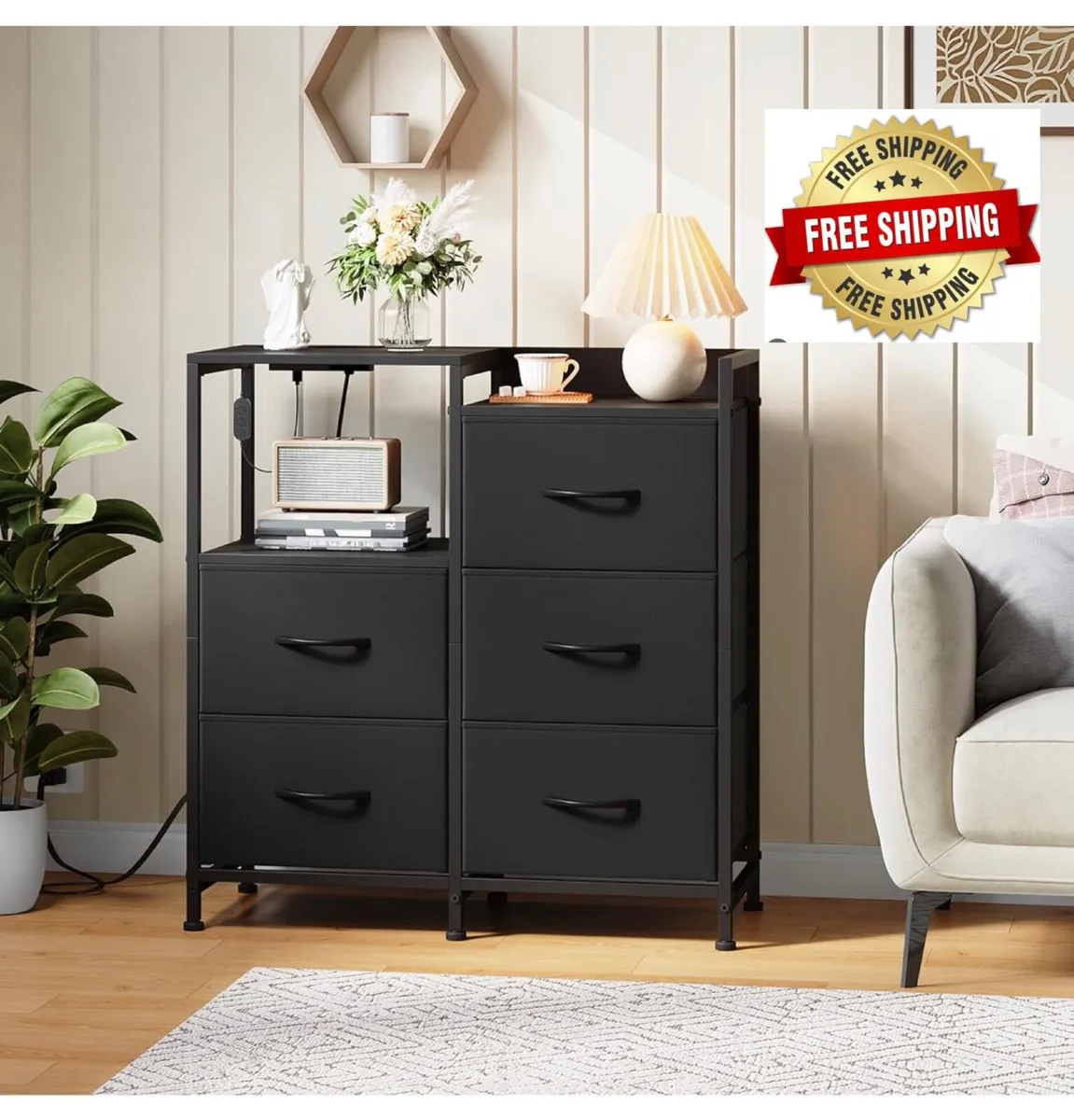 Chest of Drawers Bedroom with Charging Station and - Image 1