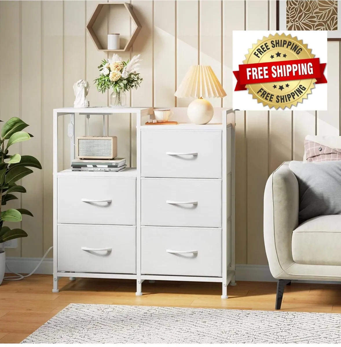 Chest of Drawers Bedroom with Charging Station and - Image 1