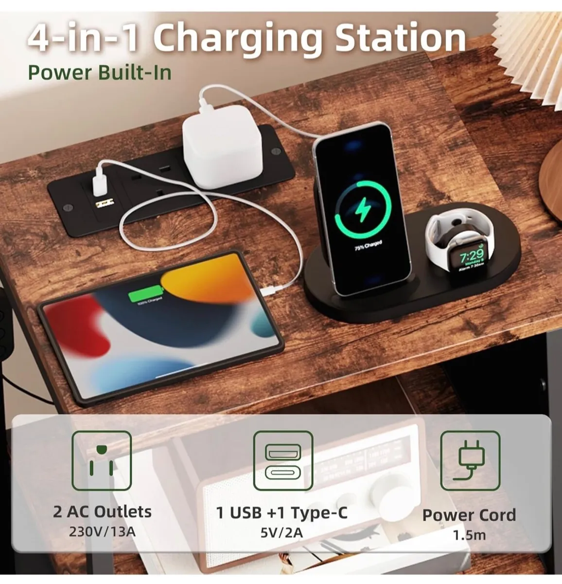 Chest of Drawers with Charging Station and LED Lig - Image 4
